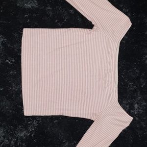 Pink and White Striped Crop Top